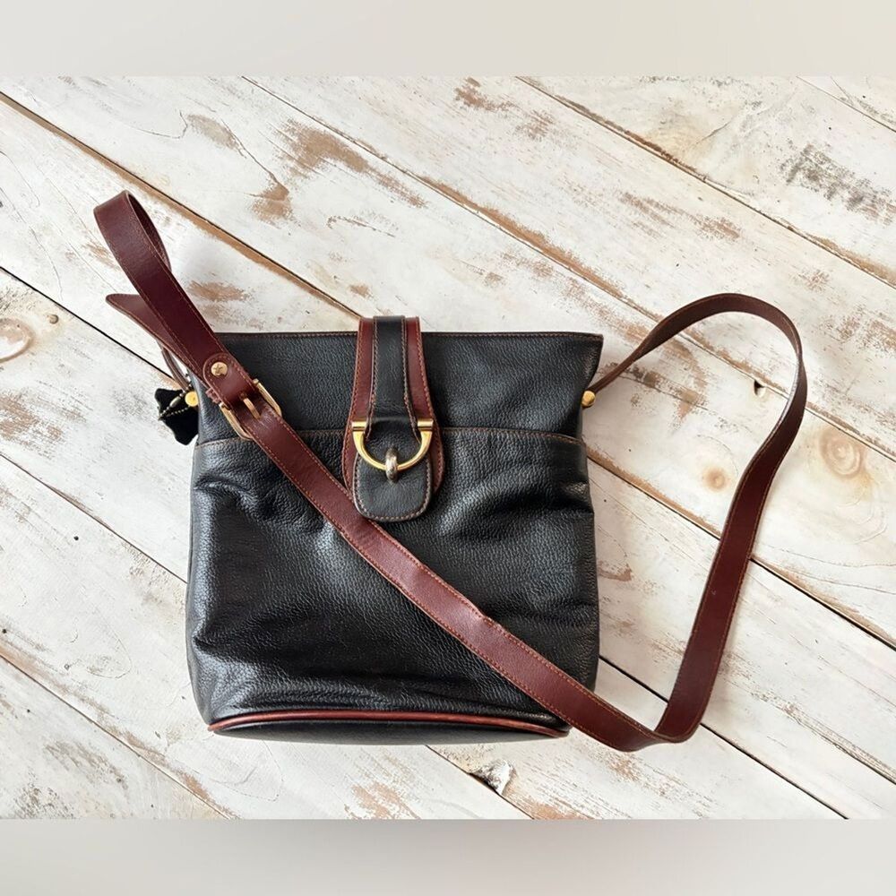 ARCHITECT vintage 90s leather purse black brown crossbody bag